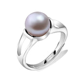Party Wear Carved Ring Pearl 925 Sterling Silver Round Shape Rings