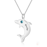 Dolphin Shape Name Necklace Personalized Birthstone 925 Sterling Silver Necklaces & Pendants Gift For Her