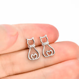 cat shape stud earrings cheap wholesale silver cat jewelry
