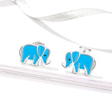 Lovely Children Animal Silver Earrings Elephant Enamel Stud Earrings