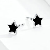 925 Sterling Silver Jewelry Simple Minimalist Star Stud Earrings for Girl Anti-allergy Enamel Jewelry Accessories Gifts