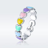 S925 Sterling Silver Rainbow Heart Ring Oxidized Ring