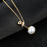 S925 sterling silver freshwater pearl zircon pendant clavicle chain Women's Necklace