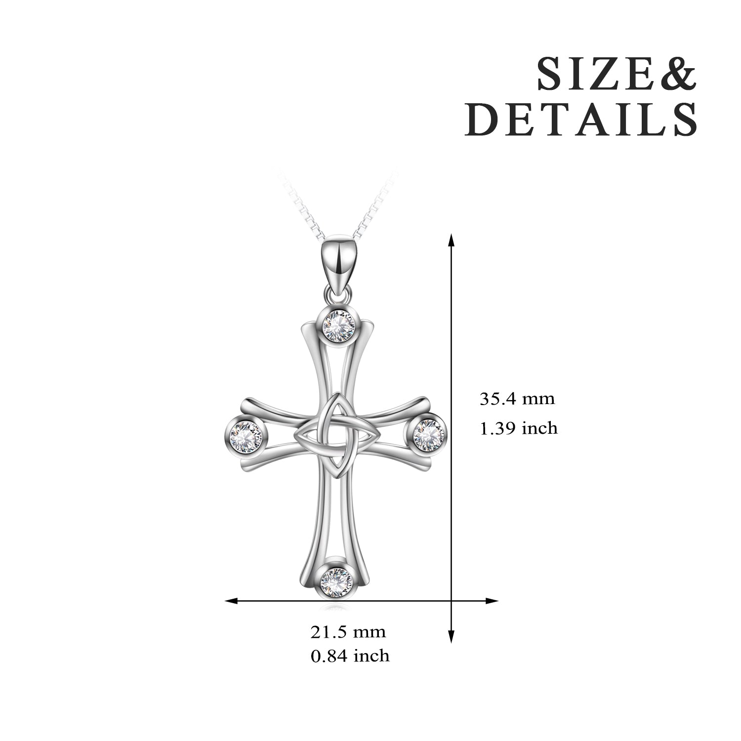 925 Sterling Silver Zirconia Simple Cross Necklace