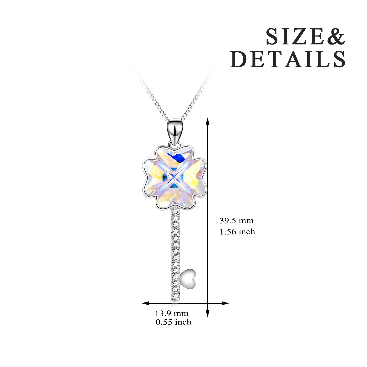 925 Sterling Silver Crystal Key Necklace