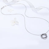 S925 sterling silver minimalist pendant necklace oxidized zircon necklace