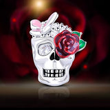 925 Sterling Silver Skull with Rose Flower&Butterfly Charms for Bracelet  Skull Lovers