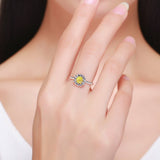 S925 Sterling Silver Daisy Ring Oxidized Zircon Ring