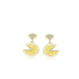 925 Sterling Silver Beautiful Fresh Lemon Stud Earrings Fashion Wedding Jewelry For Gift