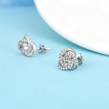 Trendy 925 Sterling Silver Metal Women Earrings Zircon Love Flower Earrings