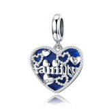 925 Sterling Silver Family Heart Beads Charm For DIY Bracelet Fashion Jewelry For Women
