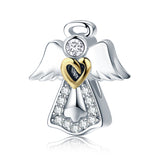 Silver White Gold Plated &Gold Plated Zircon Guardian Angel Charms