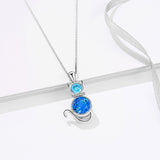 Latest Design Necklace with Opal Cat Shape Cubic Zirconia Pendant Jewellery