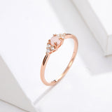 S925 sterling silver opal ring rose gold plated cubic zirconia glass ring
