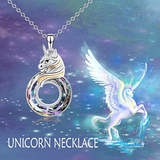 Sterling Silver Unicorn Pendant Necklace with Swarovski Crystal, Christmas Jewelry Gift for Women Teen Girls