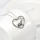 Silver Cubic Zirconia and Crystal Heart Elephant Necklace New Arrival