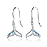 925 Sterling Silver Beautiful Fish Tail Dangle Earrings Precious Jewelry For Women