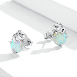 925 Sterling Silver Elephant Opal Stud Earrings for Women Stone Ear Pins Original Design Accessories Fine Jewelry
