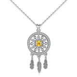 Dream catcher with  diamond gold plated S925 sterling silver pendant European and American fashion feather jewelry