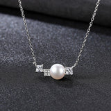 S925 sterling silver necklace  crystal cubic zircon freshwater pearl pendant female jewelry