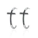 925 Sterling Silver Classic Cross Drop Earrings for Girlfriend Fashion Jewelry