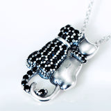 Double Cute Cat Necklace Fine Animal 925 Sterling Silver jewelry