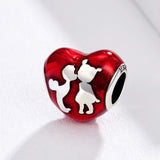 S925 sterling silver Oxidized  Epoxy Lovers Charms For Valentine's Day