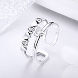 S925 sterling silver exquisite heart ring oxidized cubic zirconia ring