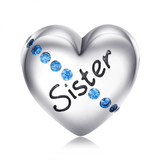 Heart Sister 925 Sterling Silver Beads Charms