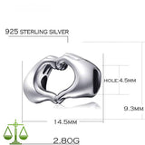 Finger Heart Bracelet Charms - 925 Sterling Silver Pendants, Heart Dangle Beads Plated Crystals Fits Bracelets, Necklaces, and European Snake Chains - Anniversary and Valentine Gifts for Wife.