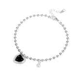 925 Sterling Silver Bracelet Love Black Agate Bracelet Light Luxury Hipster Beads