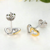 New Arrival 925 Sterling Silver Heart to Heart Small Stud Earrings Women Engagement Jewelry