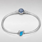 Mothers Day Gifts for Mom Swan Princess 925 Sterling Silver Lake Blue Enamel Hand-Made Charms Fit for Necklace and Bracelets