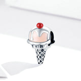 925 Sterling Silver Summer Ice-Cream Cone Charm For DIY Bracelet Precious Jewelry For Women