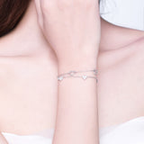 S925 Sterling Silver White Gold Plated Zircon Love Heart Bracelet