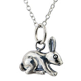 Kneeling rabbit necklace oxidized animal wants to practice jewelry design