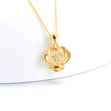 18K Gold European And American Fashion Flower Hollow Zirconia Necklace Ladies Boutique Jewelry