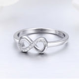 S925 Sterling Silver Charm Infinity Ring White Gold Plated Zircon Infinity Ring
