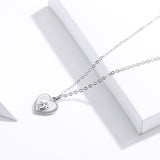 S925 Sterling Silver Feet Heart Pendant Necklace White Gold Plated Zircon Necklace