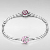 Mothers Day Gifts for Mom Sweet Love 925 Sterling Silver Pink Enamel Lucky Clover with 5A Cubic Zirconia Charms Beads for Bracelet and Necklace