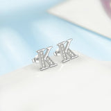 Letter K Stud Earrings 925 Sterling Silver Fashion Earrings