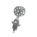 S925 Sterling Silver Beaded Palm Bracelet Accessories Fatima Hand Necklace Pendant Accessories