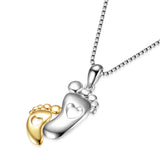 Mother and Child Love Necklace 925 Sterling Silver Foot Necklace For Women