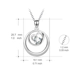 Round Circle With Heart Shape Silver Line Necklace Zirconia Silver Jewelry