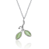 925 Sen Department Of Small Fresh Green Leaves Short Clavicle Necklace
