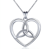 Heart Shaped S925 Sterling Silver Pendant Celtic Trinity Knot Necklace Pendant Item Jewelry