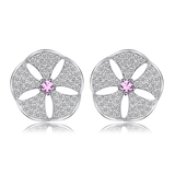 Flowers Created Pink Sapphire Cubic Zirconia Stud Earrings 