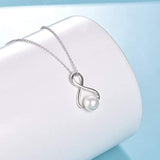Infinity Necklace for Women Sterling Silver Freshwater Cultured Pearl Necklace Jewelry Gifts for Girls