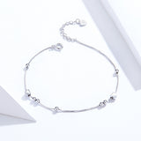 S925 sterling silver white gold plated heart-shaped small round ball bracelet
