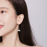 Mermaid Asymmetry Long Earrings Gold Color Fish Tail Crystal Silver 925 Dangle Earring for Women Korean Girl Gift